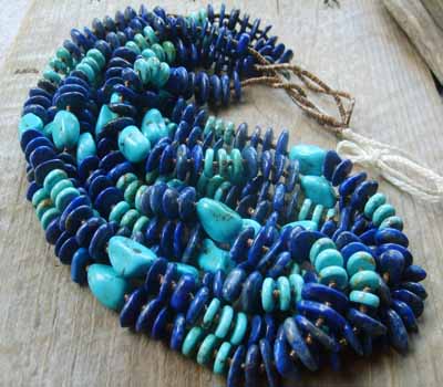 Native American Necklace Santo  Lapis and Turquoise